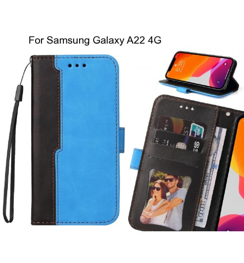 Samsung Galaxy A22 4g Case Wallet Denim Leather Case Cover - Blue