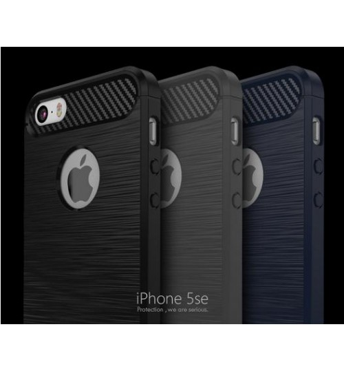 iPhone 5 5s SE case impact proof rugged case with carbon fiber