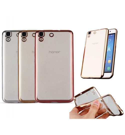 Huawei Y6 case Plating Bumper with clear gel back cover case