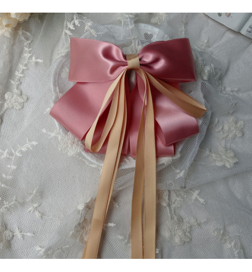 Vintage Big Hair Bow Ties Cute Hair Clips Pink