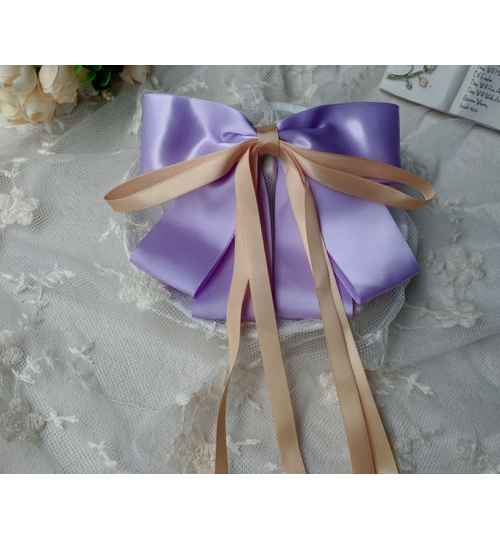 Vintage Big Hair Bow Ties Cute Hair Clips Purple