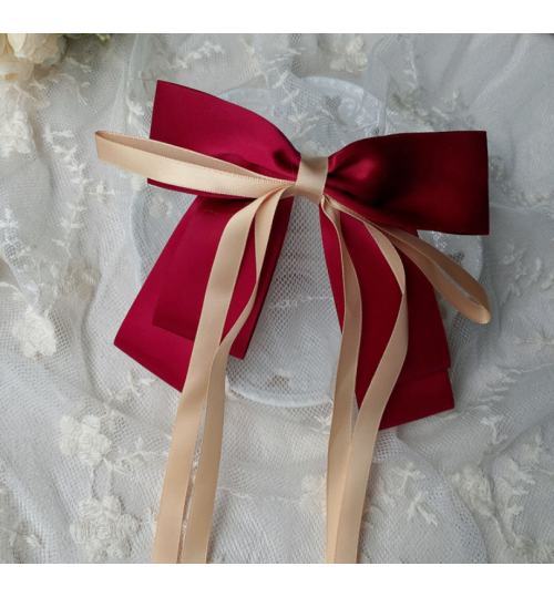 Vintage Big Hair Bow Ties Cute Hair Clips Red