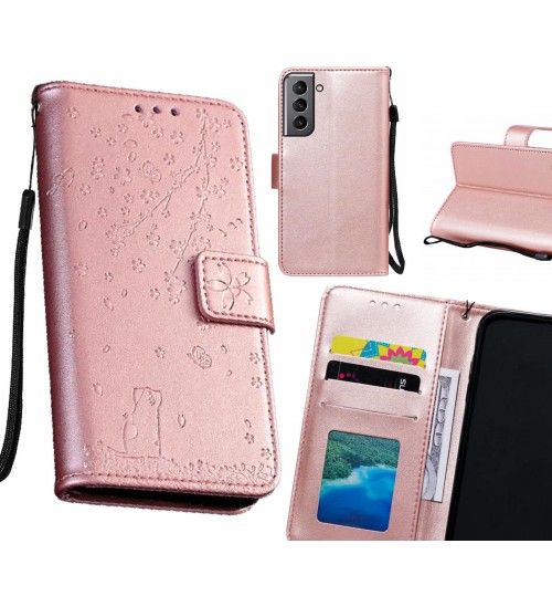 Galaxy S21 Case Embossed Wallet Leather Case - Rose Gold