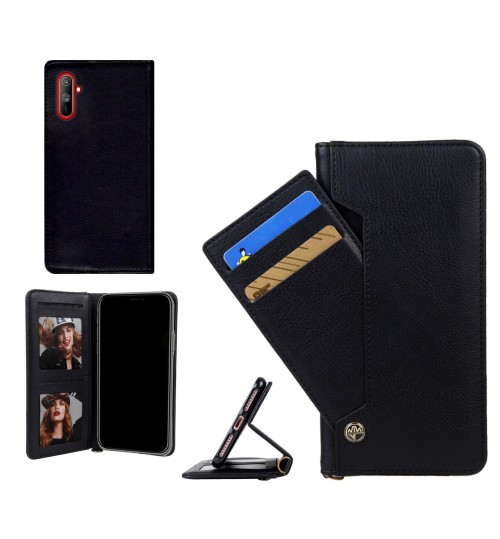 Realme C3 case slim leather wallet case 4 cards 2 ID magnet