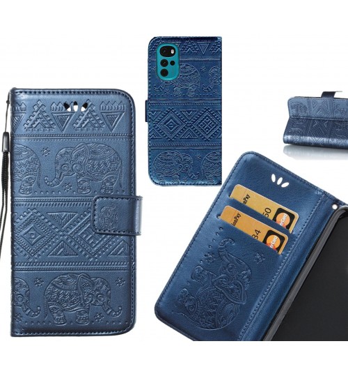 MOTO G22 case Wallet Leather case Embossed Elephant Pattern