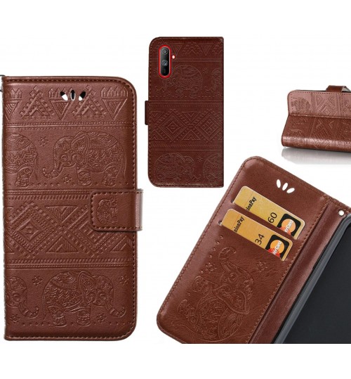 Realme C3 case Wallet Leather case Embossed Elephant Pattern