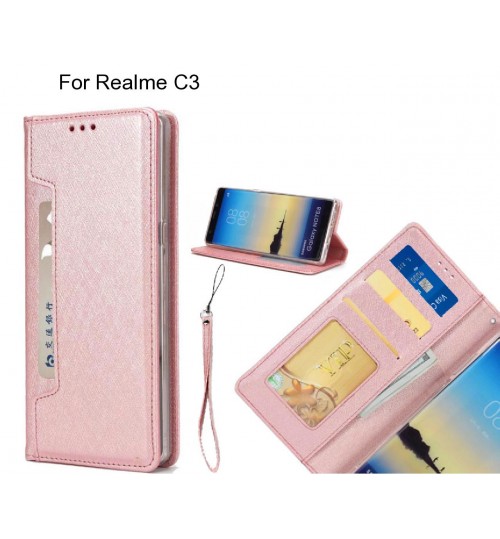 Realme C3 case Silk Texture Leather Wallet case