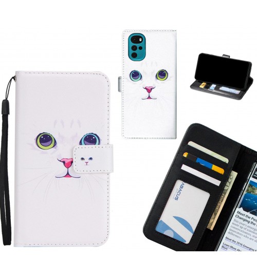 MOTO G22 case 3 card leather wallet case printed ID