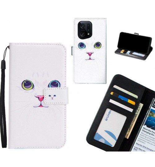 OPPO Find X5 case 3 card leather wallet case printed ID