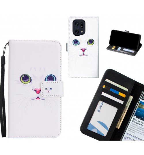 Oppo Find X5 Pro case 3 card leather wallet case printed ID