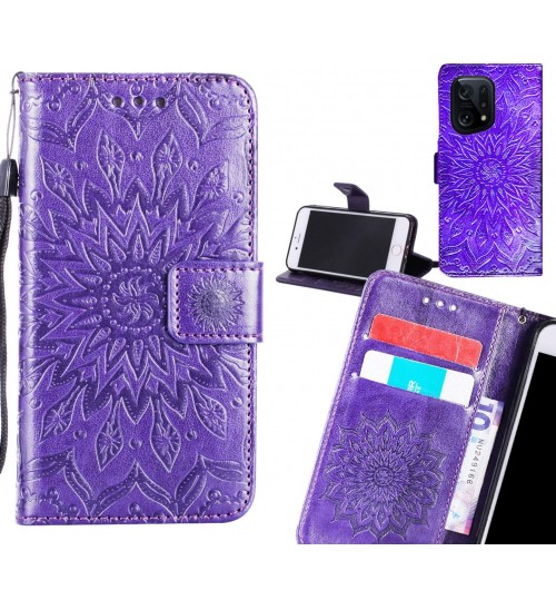 OPPO Find X5 Case Leather Wallet case embossed sunflower pattern