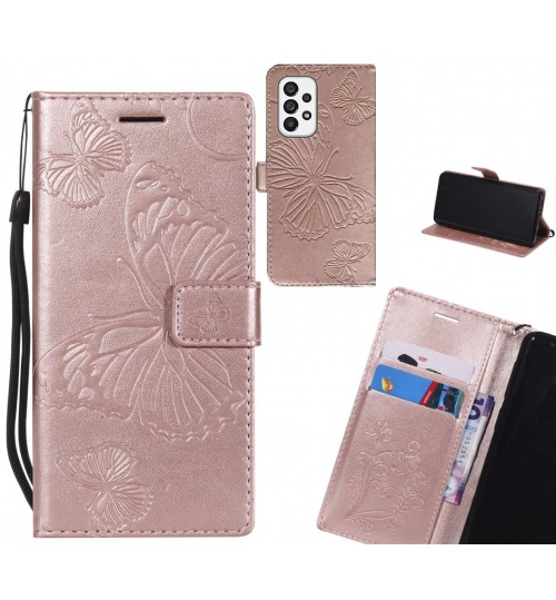 Samsung Galaxy A73 5g Case Embossed Butterfly Wallet Leather Case - Rose Gold