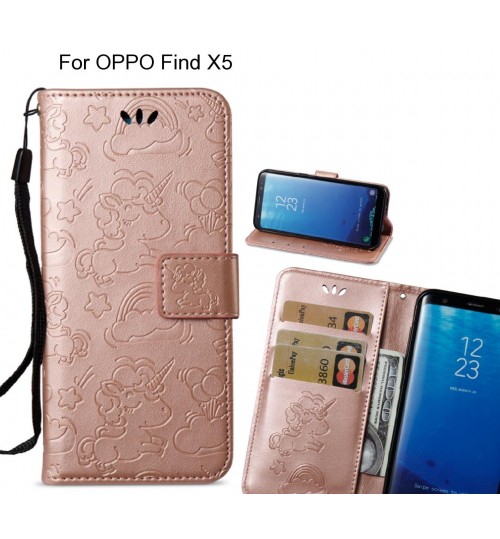 OPPO Find X5  Case Leather Wallet case embossed unicon pattern