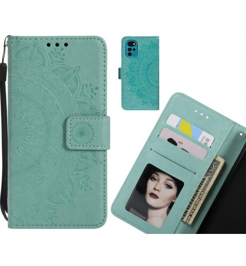 MOTO G22 Case mandala embossed leather wallet case