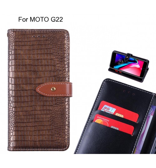 MOTO G22 case croco pattern leather wallet case