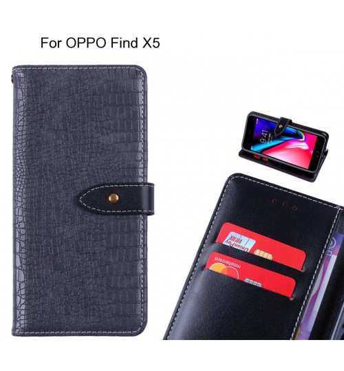 OPPO Find X5 case croco pattern leather wallet case