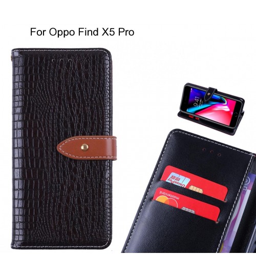 Oppo Find X5 Pro case croco pattern leather wallet case