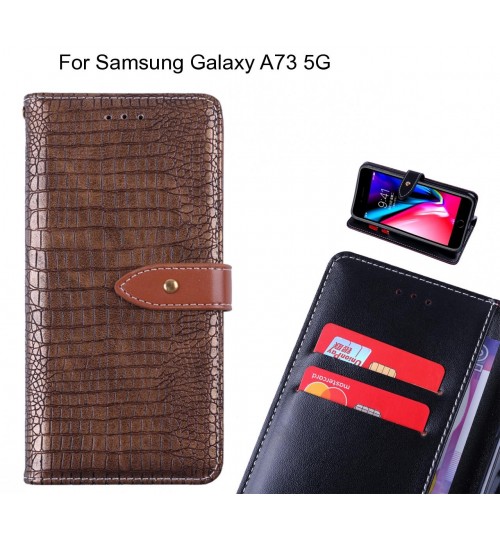 Samsung Galaxy A73 5G case croco pattern leather wallet case