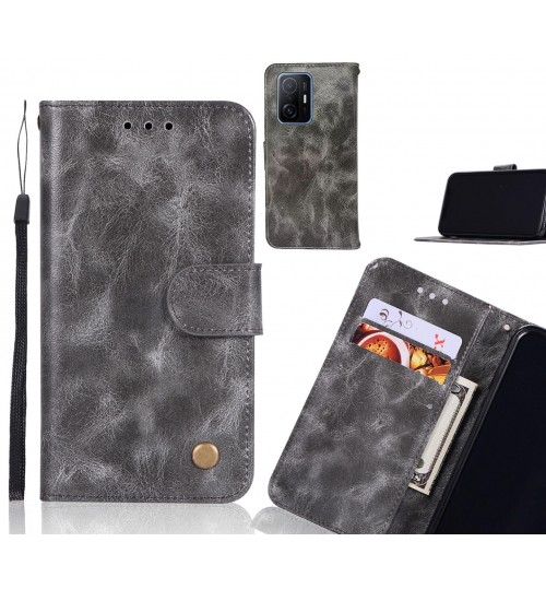 Xiaomi 11t Pro Case Vintage Fine Leather Wallet Case - Grey