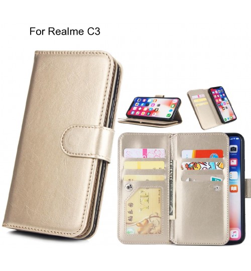 Realme C3 Case triple wallet leather case 9 card slots