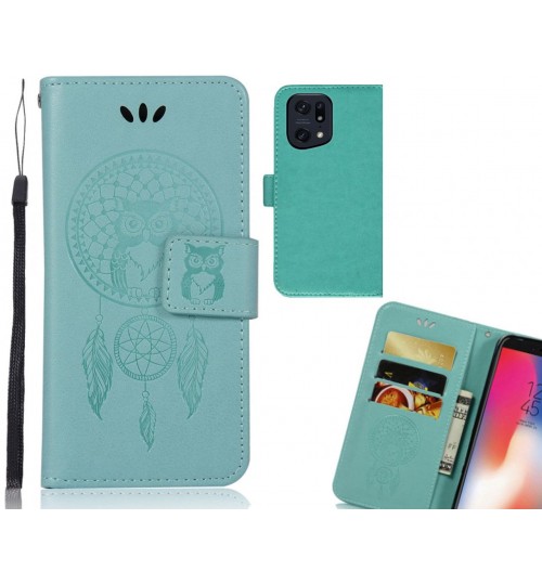 Oppo Find X5 Pro Case Embossed wallet case owl