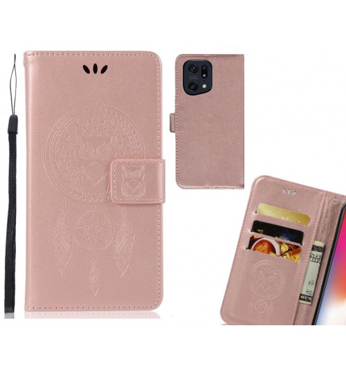 Oppo Find X5 Pro Case Embossed wallet case owl