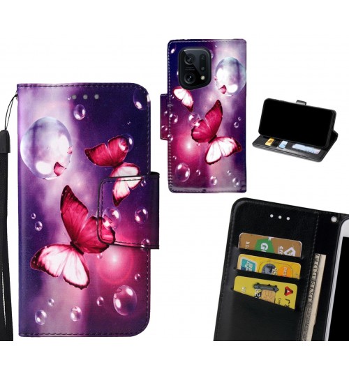 OPPO Find X5 Case wallet fine leather case printed