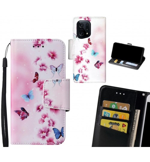 OPPO Find X5 Case wallet fine leather case printed