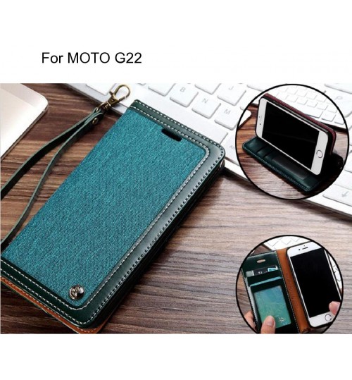 MOTO G22 Case Wallet Denim Leather Case