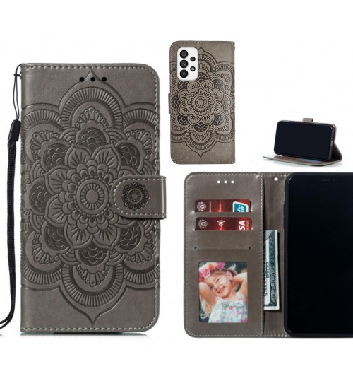 Samsung Galaxy A73 5g Case Leather Wallet Case Embossed Pattern - Grey