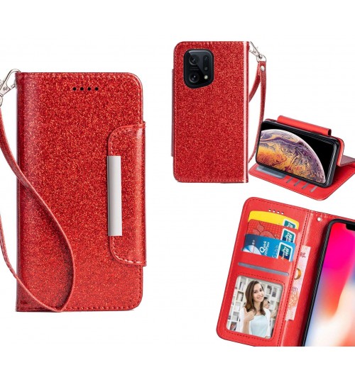 OPPO Find X5 Case Glitter wallet Case ID wide Magnetic Closure
