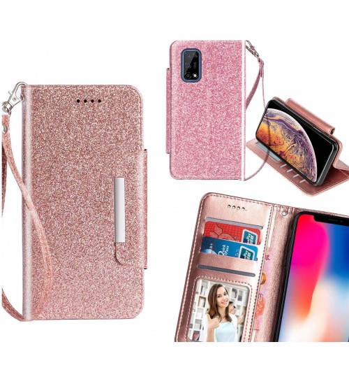 Realme 7 5G Case Glitter wallet Case ID wide Magnetic Closure