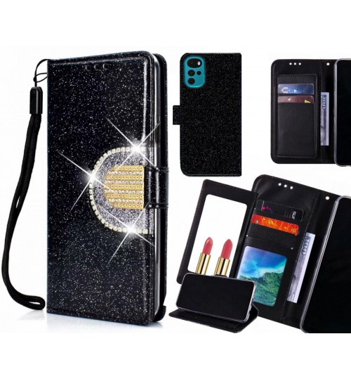 MOTO G22 Case Glaring Wallet Leather Case With Mirror
