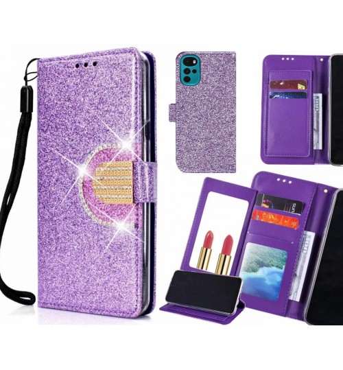 MOTO G22 Case Glaring Wallet Leather Case With Mirror