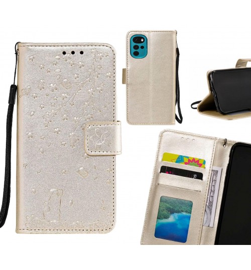Moto G22 Case Embossed Wallet Leather Case - Gold