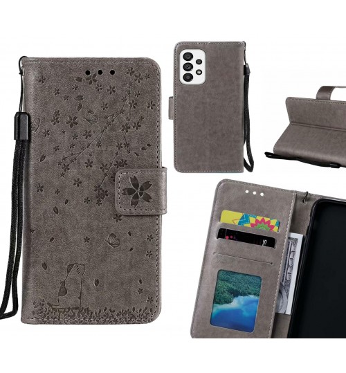 Samsung Galaxy A73 5g Case Embossed Wallet Leather Case - Grey