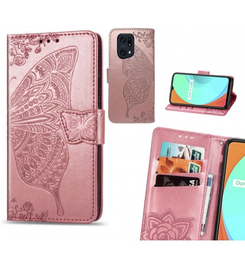 Oppo Find X5 Pro case Embossed Butterfly Wallet Leather Case