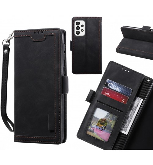 Samsung Galaxy A73 5g Case Wallet Denim Leather Case Cover - Black