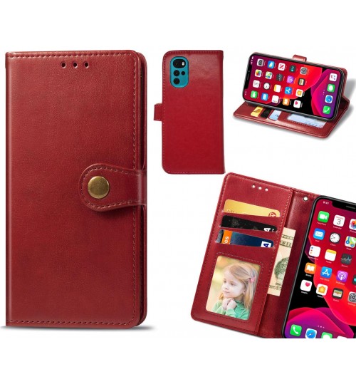 Moto G22 Case Premium Leather Id Wallet Case - Red
