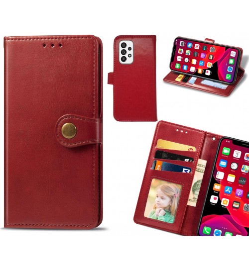 Samsung Galaxy A73 5g Case Premium Leather Id Wallet Case - Red