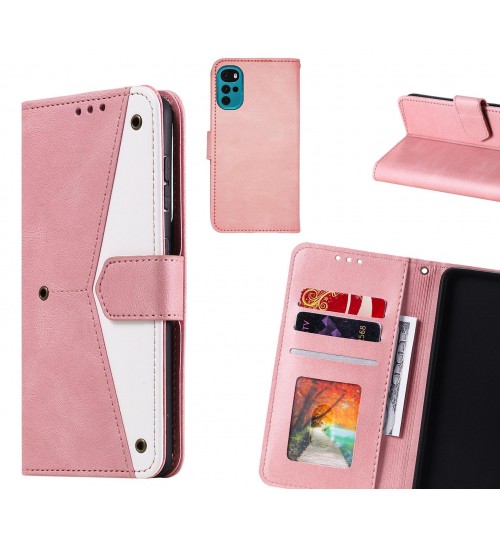 Moto G22 Case Wallet Denim Leather Case Cover - Pink