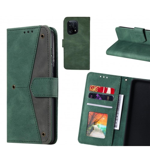 Oppo Find X5 Case Wallet Denim Leather Case Cover - Green