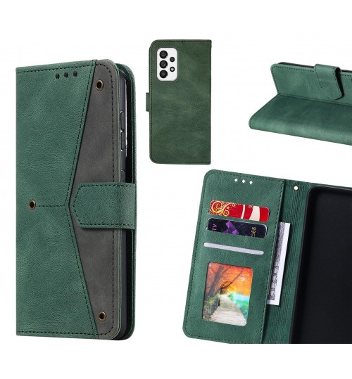 Samsung Galaxy A73 5g Case Wallet Denim Leather Case Cover - Green