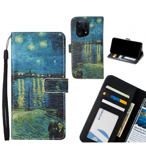 OPPO Find X5 case leather wallet case van gogh painting