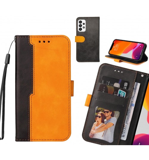 Samsung Galaxy A73 5g Case Wallet Denim Leather Case Cover - Orange