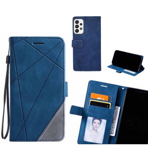 Samsung Galaxy A73 5g Case Wallet Premium Denim Leather Cover - Blue