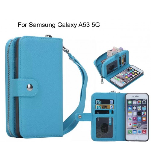 Samsung Galaxy A53 5g Case Coin Wallet Case Full Wallet Leather Case - Blue