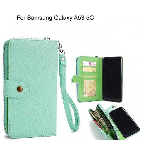 Samsung Galaxy A53 5g Case Coin Wallet Case Full Wallet Leather Case - Green