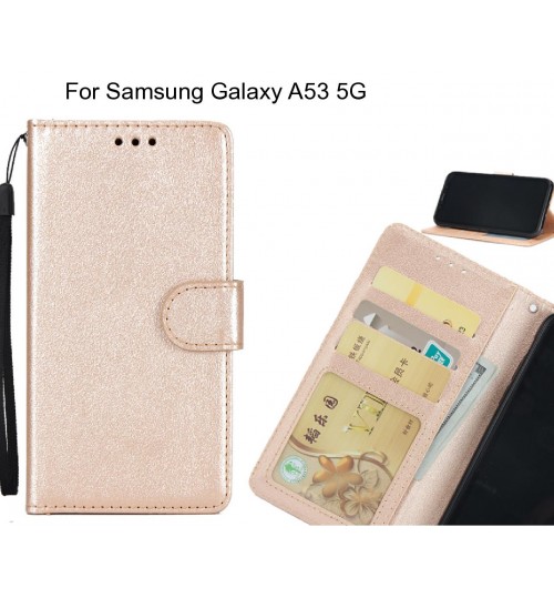 Samsung Galaxy A53 5g  Case Silk Texture Leather Wallet Case - Gold