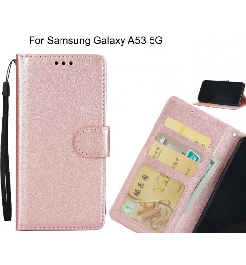 Samsung Galaxy A53 5g  Case Silk Texture Leather Wallet Case - Rose Gold